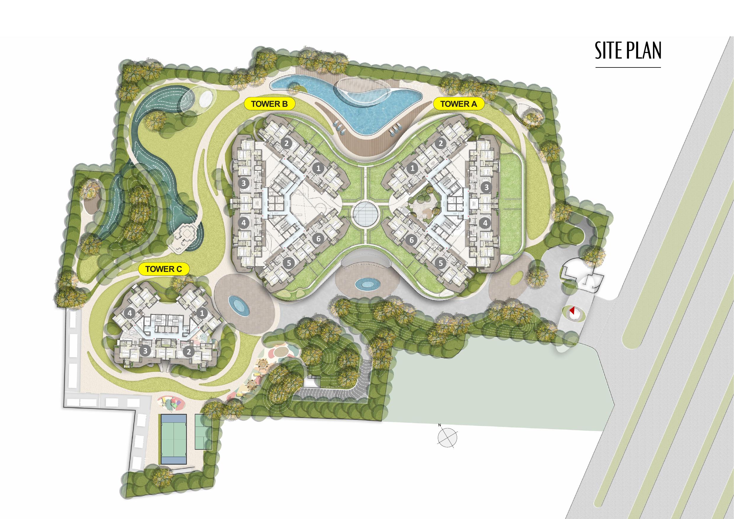 Site Plan — Tower A, B & C Layout